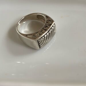 925 Silver Unisex Silver Concave Band Ring - Size 7